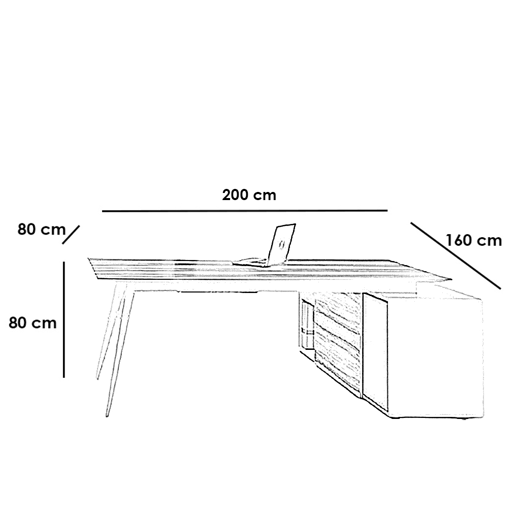 ELL.34 Desk - Brown & White