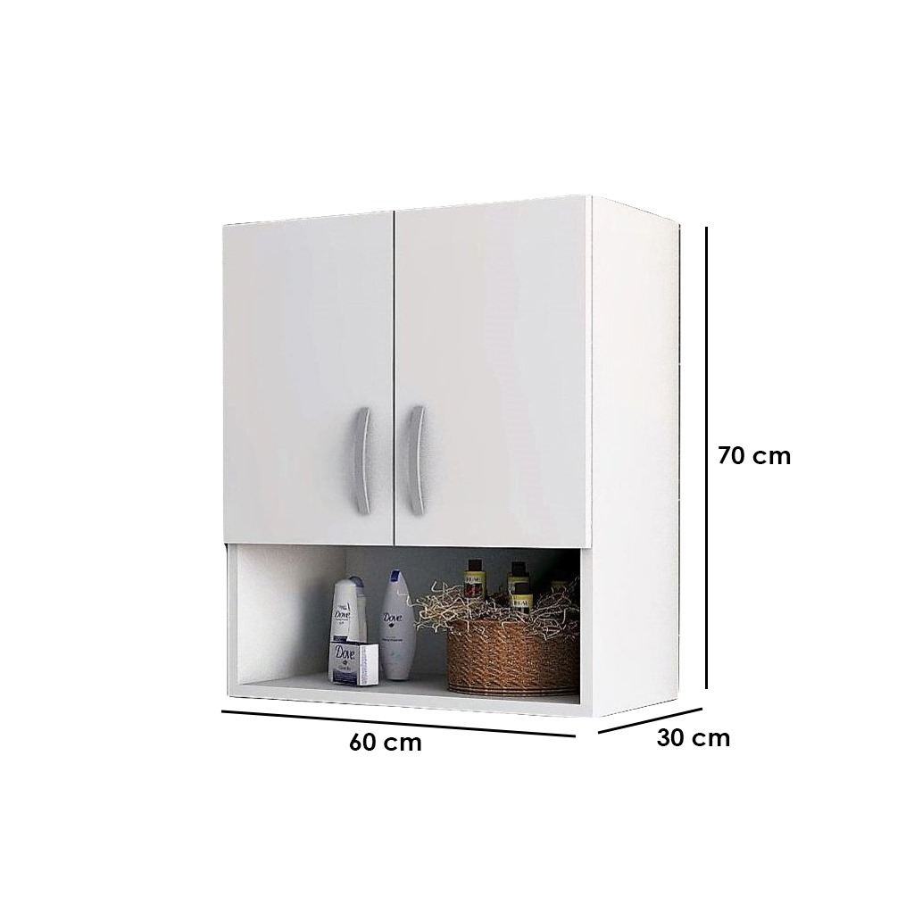 European MDF Bathroom Storage Unit White - 70 × 30 × 60 cm