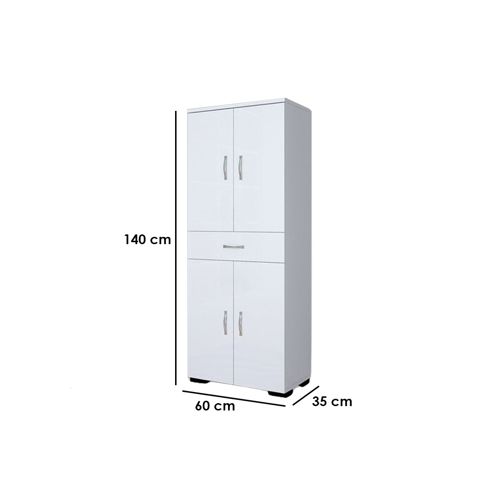 European MDF Storage Unit White - 140 × 35 × 60 cm