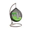 Iron and Rattan Single Hanging Chair - Brown