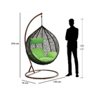 Iron and Rattan Single Hanging Chair - Brown