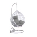 Iron and Rattan Single Hanging Chair - White