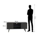 MDF Black Tv Unit - 140 × 30 × 55 cm