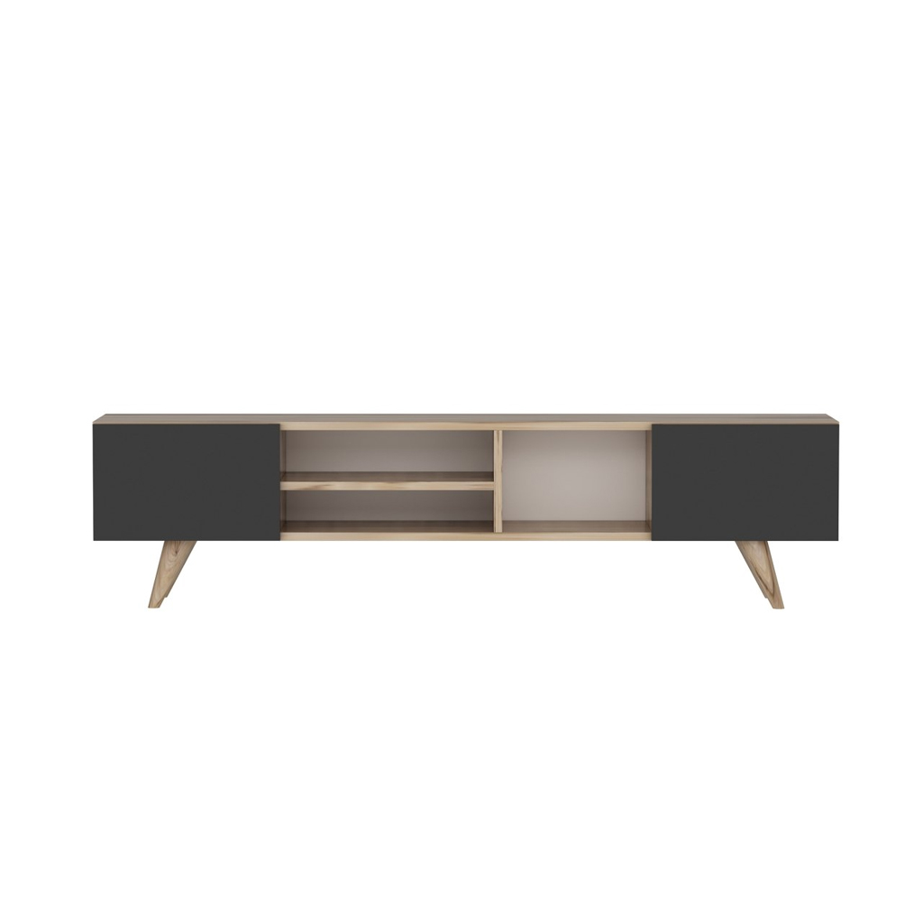 MDF Black and Beige Tv Unit - 180 × 30 × 55 cm