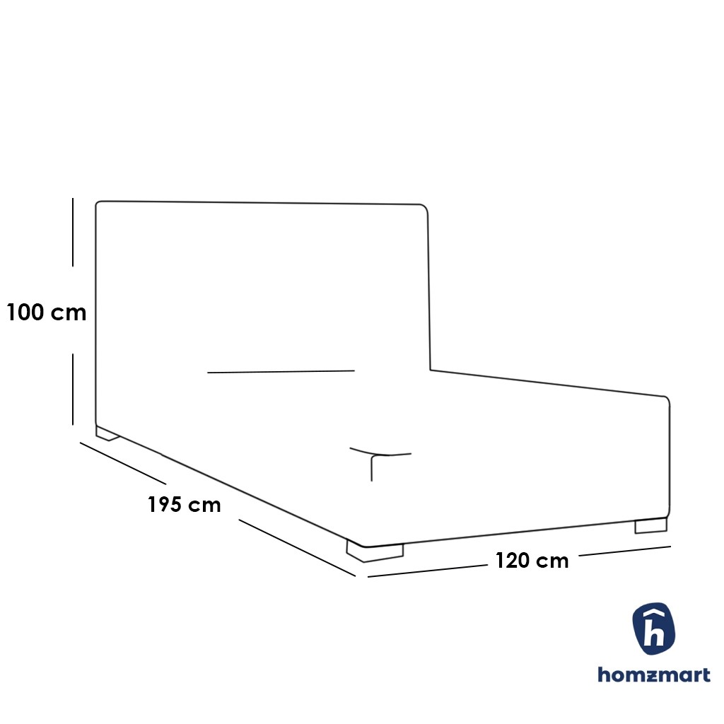 MDF and Velvet Fabric Single Bed 120×195×100 cm - Grey