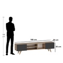 MDF Black and Beige Tv Unit - 180 × 30 × 55 cm