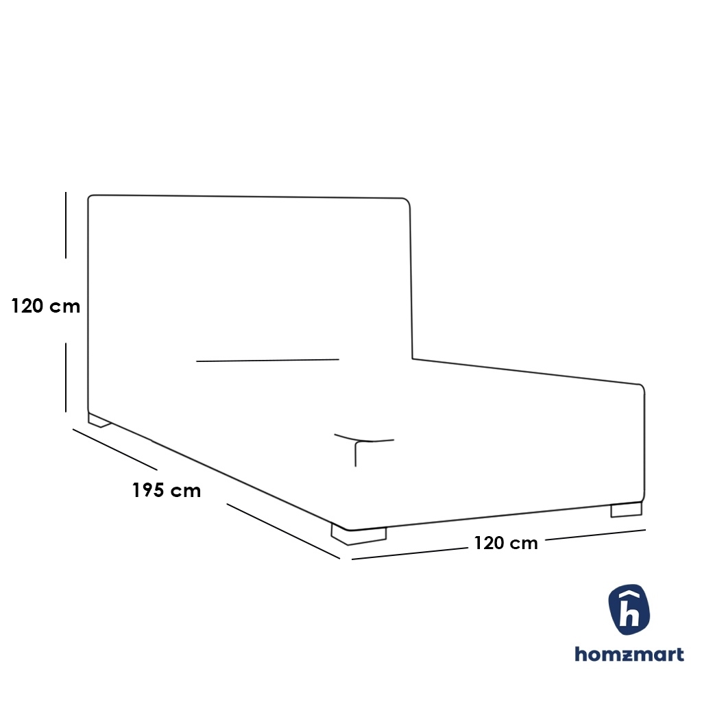 MDF and Velvet Single Bed 120x195×120 cm - Beige