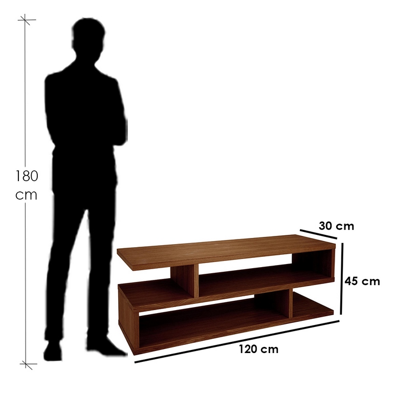 MDF Brown Tv Unit - 120 × 45 × 30 cm