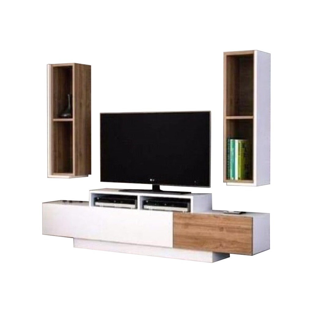 MDF Brown and White Tv Set - 160 × 30 × 45 cm