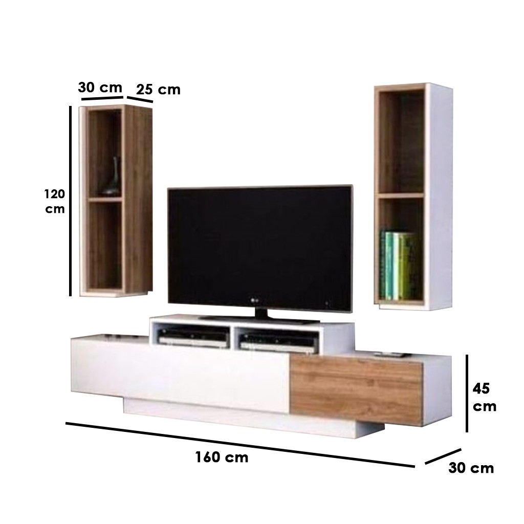 MDF Brown and White Tv Set - 160 × 30 × 45 cm