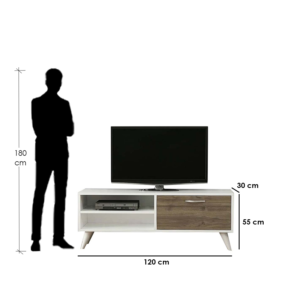 MDF Brown and White Tv Unit - 120 × 30 × 55 cm