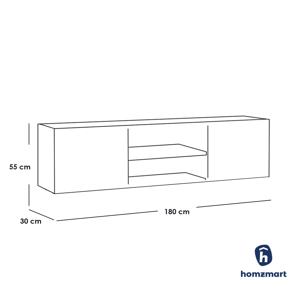 MDF Brown and White Tv Unit - 180 × 30 × 55 cm