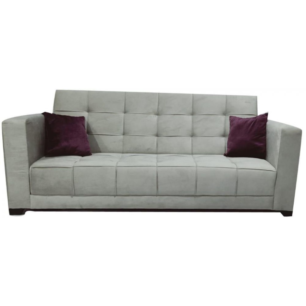 Muski Wood and Velvet Fabric Sofa Bed - Grey