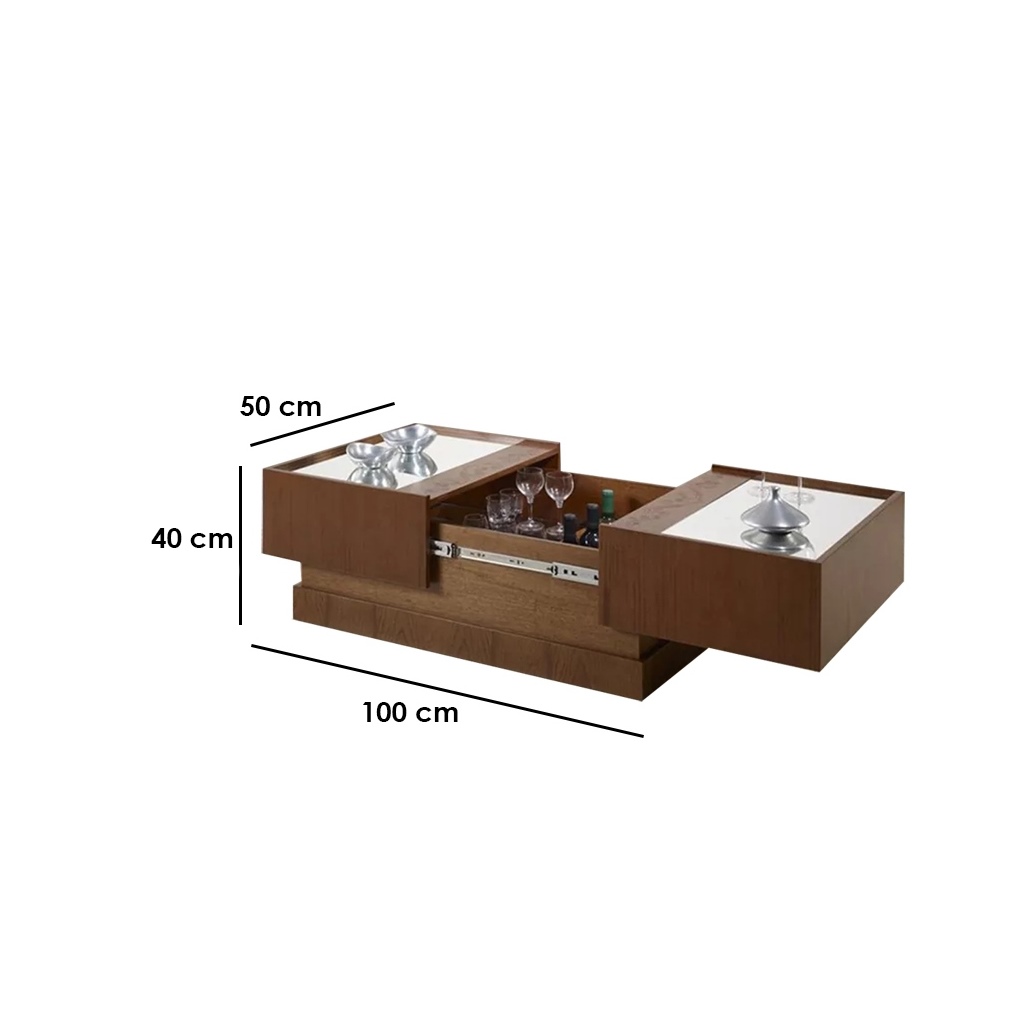 MDF Coffee Table Brown - 50x40x100 cm