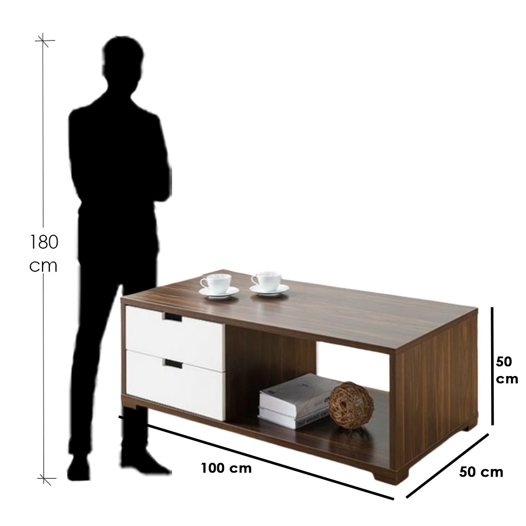 MDF Coffee Table White - 100x50x50 cm