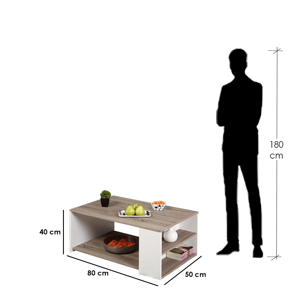 MDF Coffee Table White - 80x50x40 cm