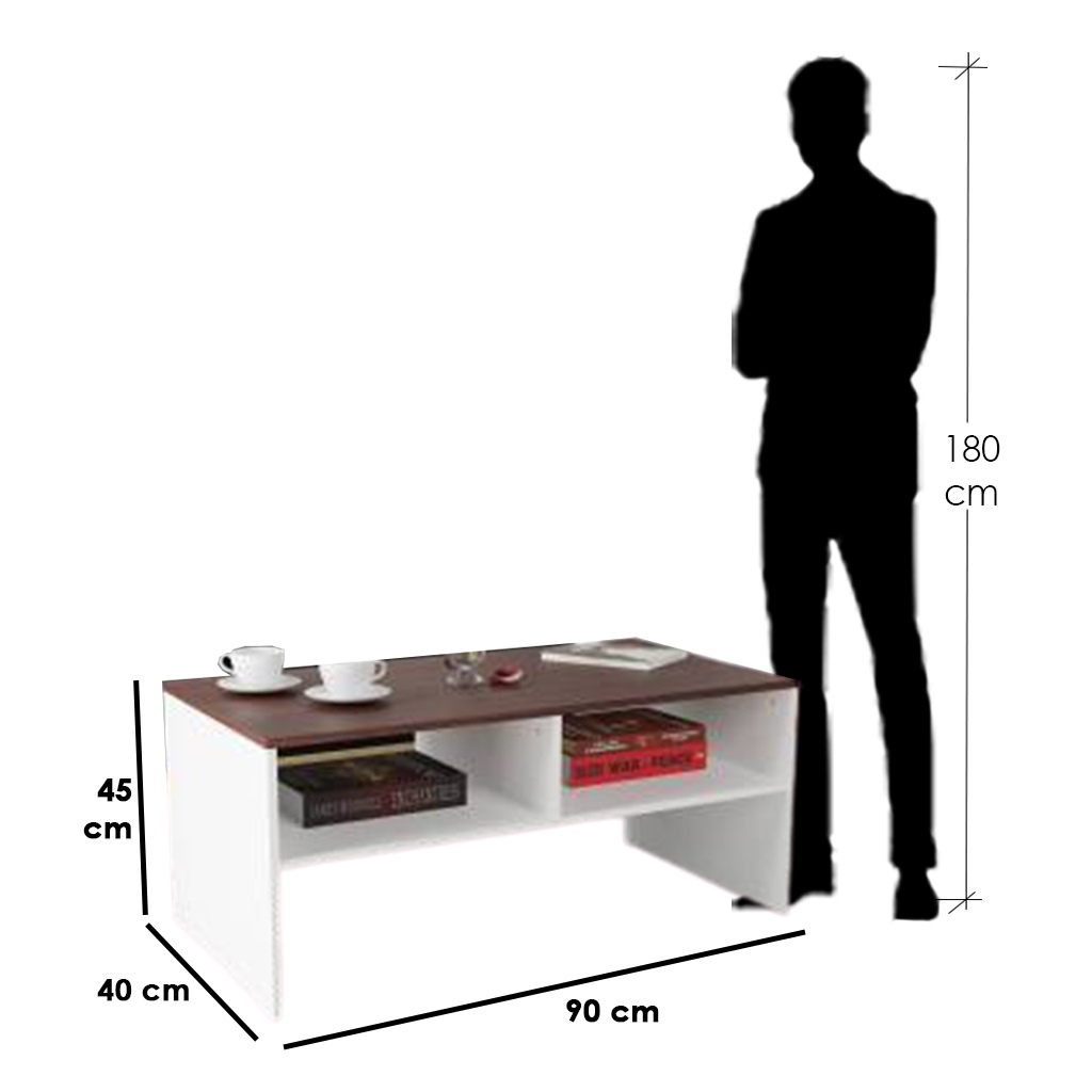 MDF Coffee Table White - 90x40x45 cm