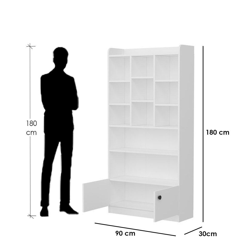 MDF Display Unit White - 180x30x90 cm