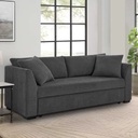 Natural Wood and Linen Fabric Sofa Bed - Grey