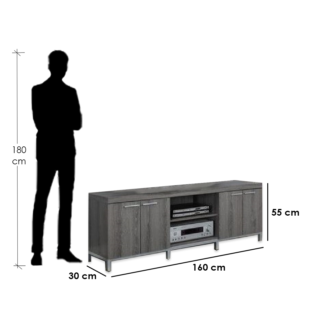 MDF Grey Tv Unit - 160 × 30 × 55 cm