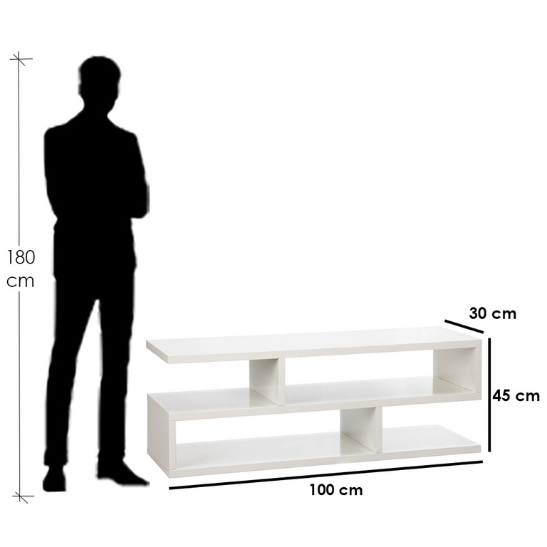 MDF White Tv Unit - 100 × 45 × 30 cm