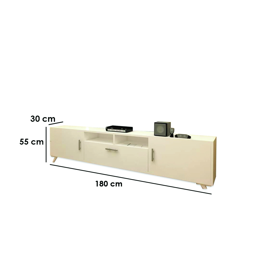 MDF White Tv Unit - 180 × 30 × 55 cm