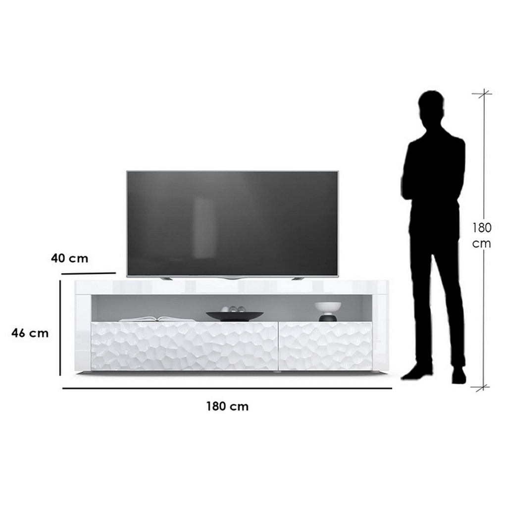 MDF White Tv Unit - 46 × 40 × 180 cm