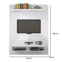 MDF White Wall-mounted TV Unit - 200 × 30 × 120 cm