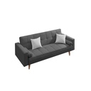 Natural wood and Velvet Fabric Sofa Bed - Grey