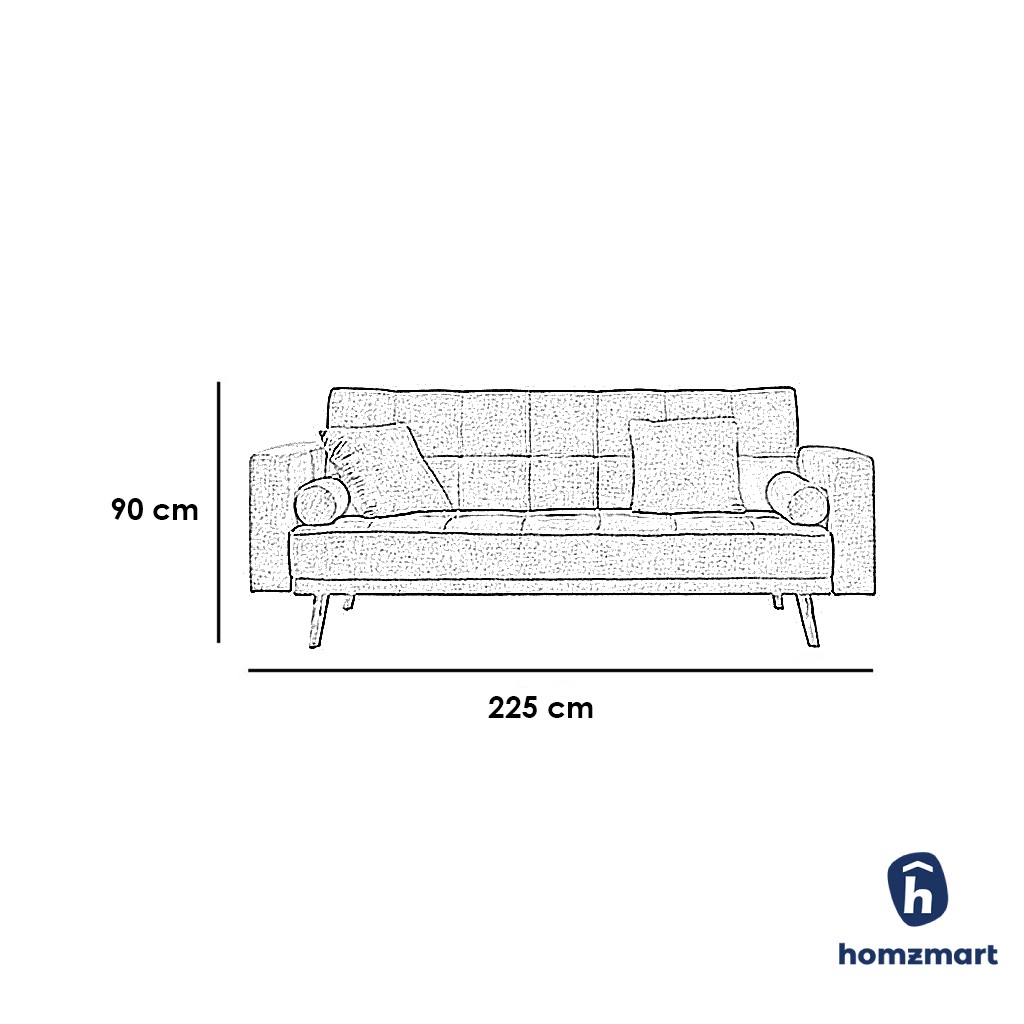 Natural wood and Velvet Fabric Sofa Bed - Grey