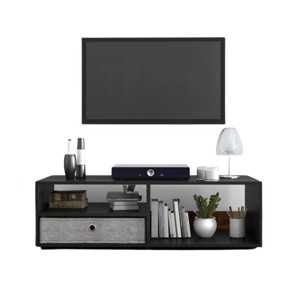 MDF Wood Black and Grey Tv Unit - 120 × 40 × 55 cm