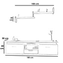 MDF Wood Brown and White Tv Unit - 180 × 30 × 45 cm