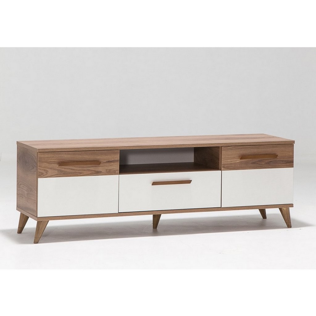 MDF Wood Brown and White Tv Unit - 40 × 48 × 150 cm