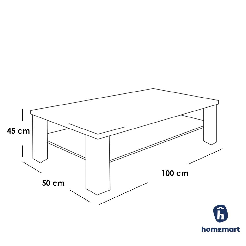 MDF Wood Coffee Table Beige - 100x50x45 cm