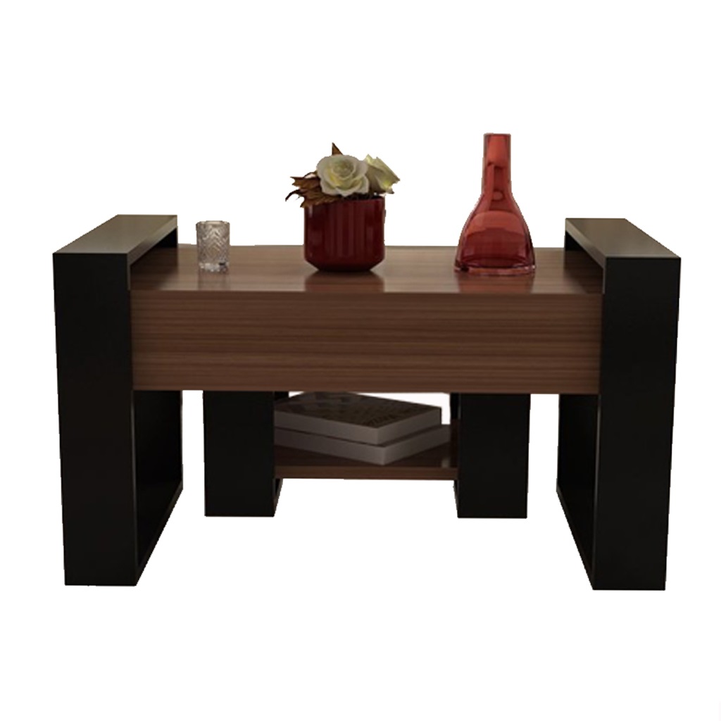 MDF Wood Coffee Table Brown and Black - 80x48x45 cm