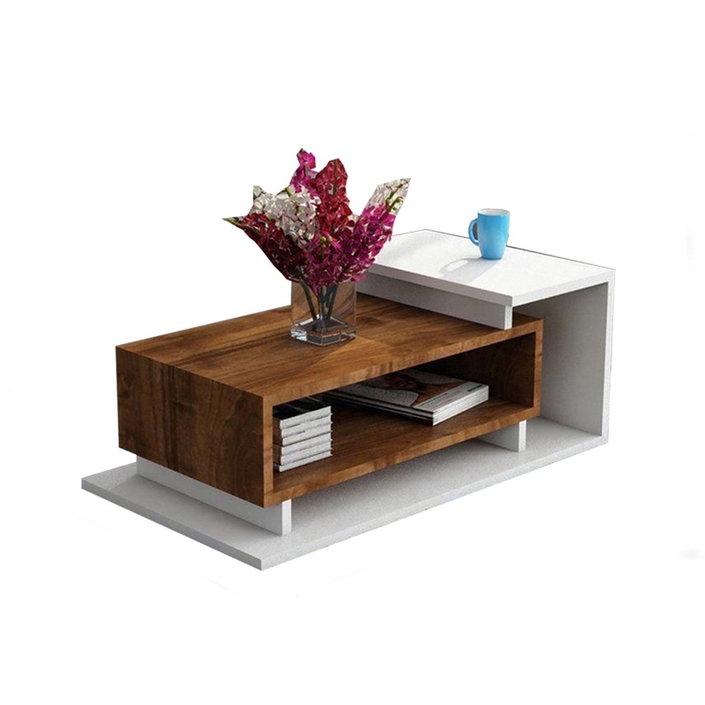 MDF Wood Coffee Table Brown and White - 90x50x35 cm