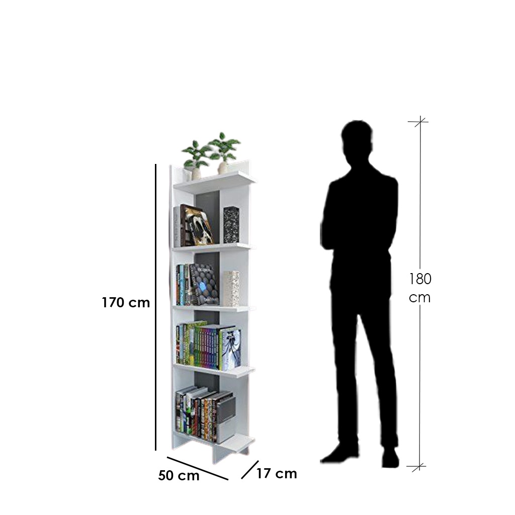 MDF Wood Display Unit White - 170x50x17 cm