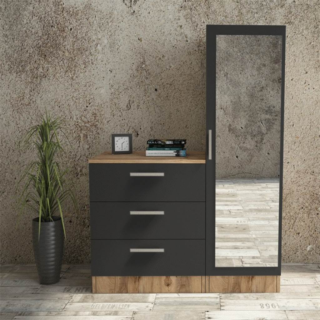 MDF Wood Makeup Vanity Brown and Gray - 140×100×47 cm