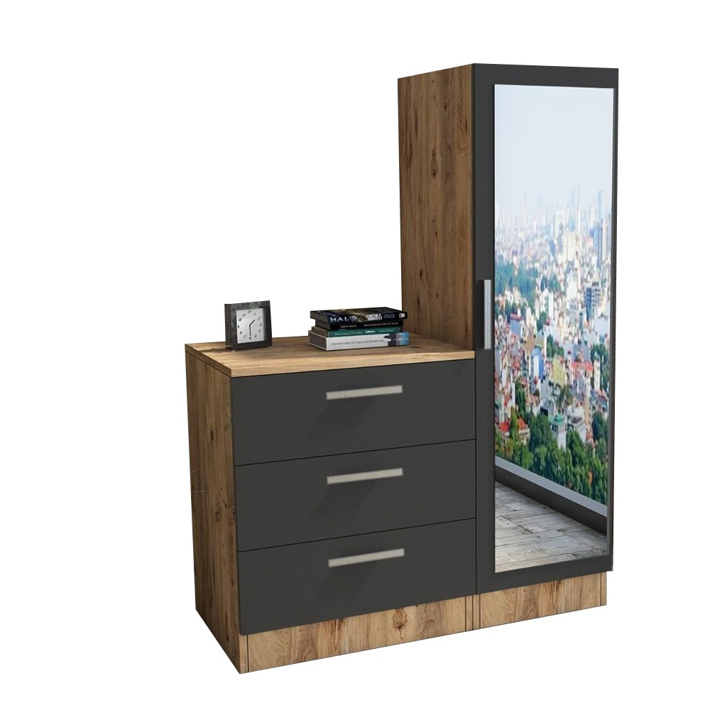 MDF Wood Makeup Vanity Brown and Gray - 140×100×47 cm