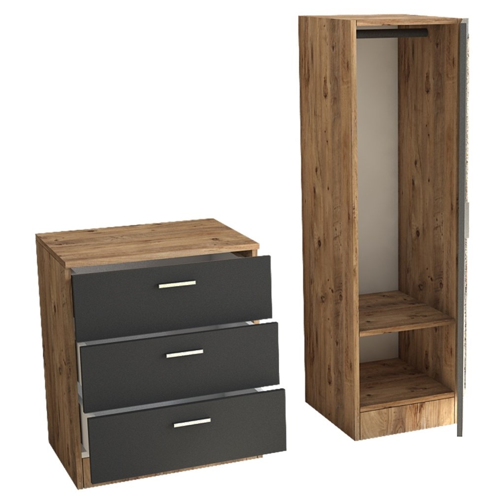 MDF Wood Makeup Vanity Brown and Gray - 140×100×47 cm