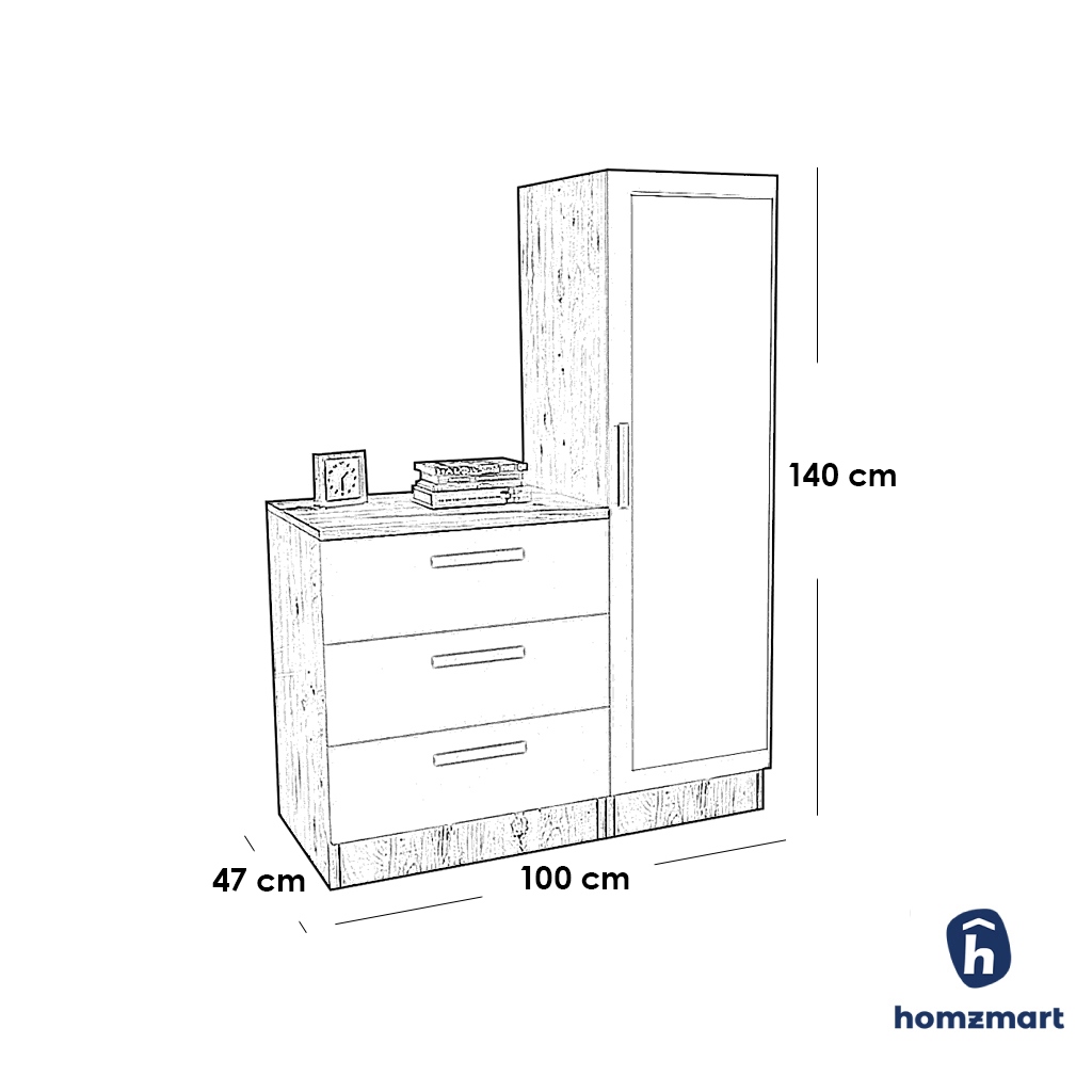 MDF Wood Makeup Vanity Brown and Gray - 140×100×47 cm