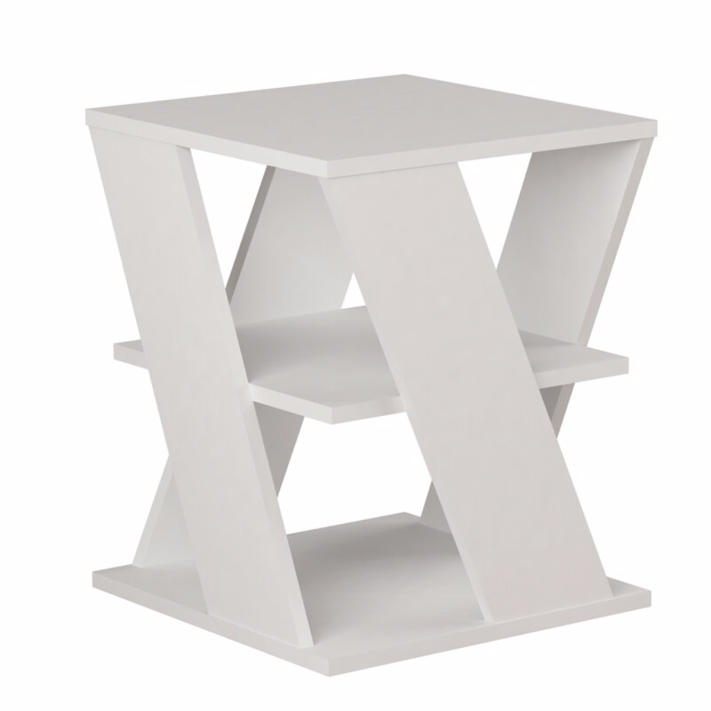 MDF Wood Side Table White - 55x55x55 cm