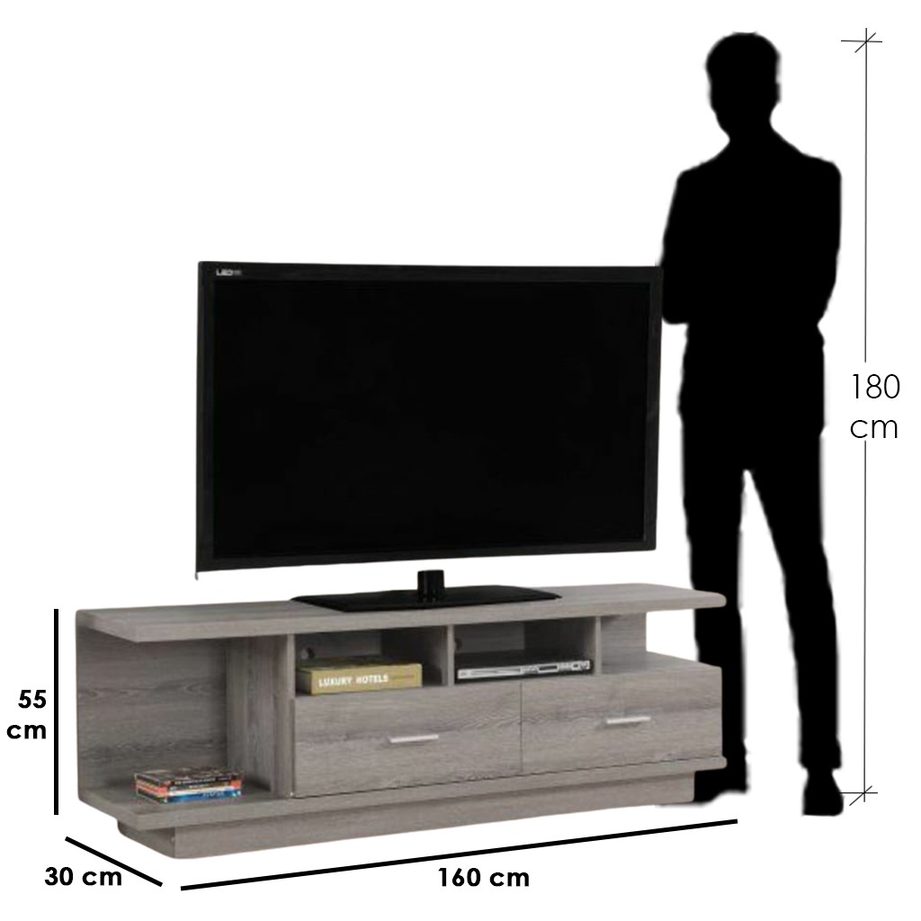 MDF Wood Tv Unit Brown - 160×30×55 cm