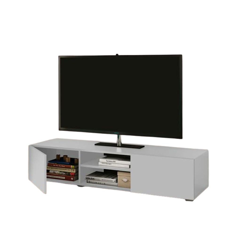 MDF Wood White Tv Unit - 160 × 30 × 55 cm