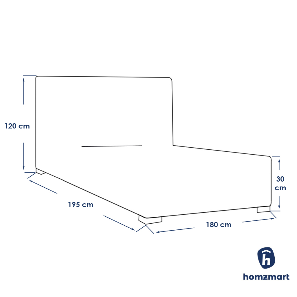 MDF Wood and Hammer Fabric Super King Bed 180x120x195 cm - Beige