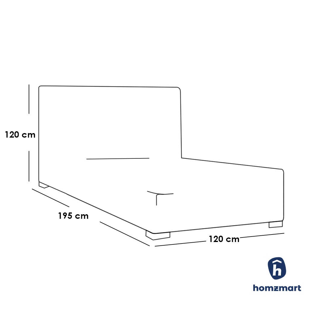 MDF Wood and Hammer Velvet Fabric Single Bed 120x120x195 cm