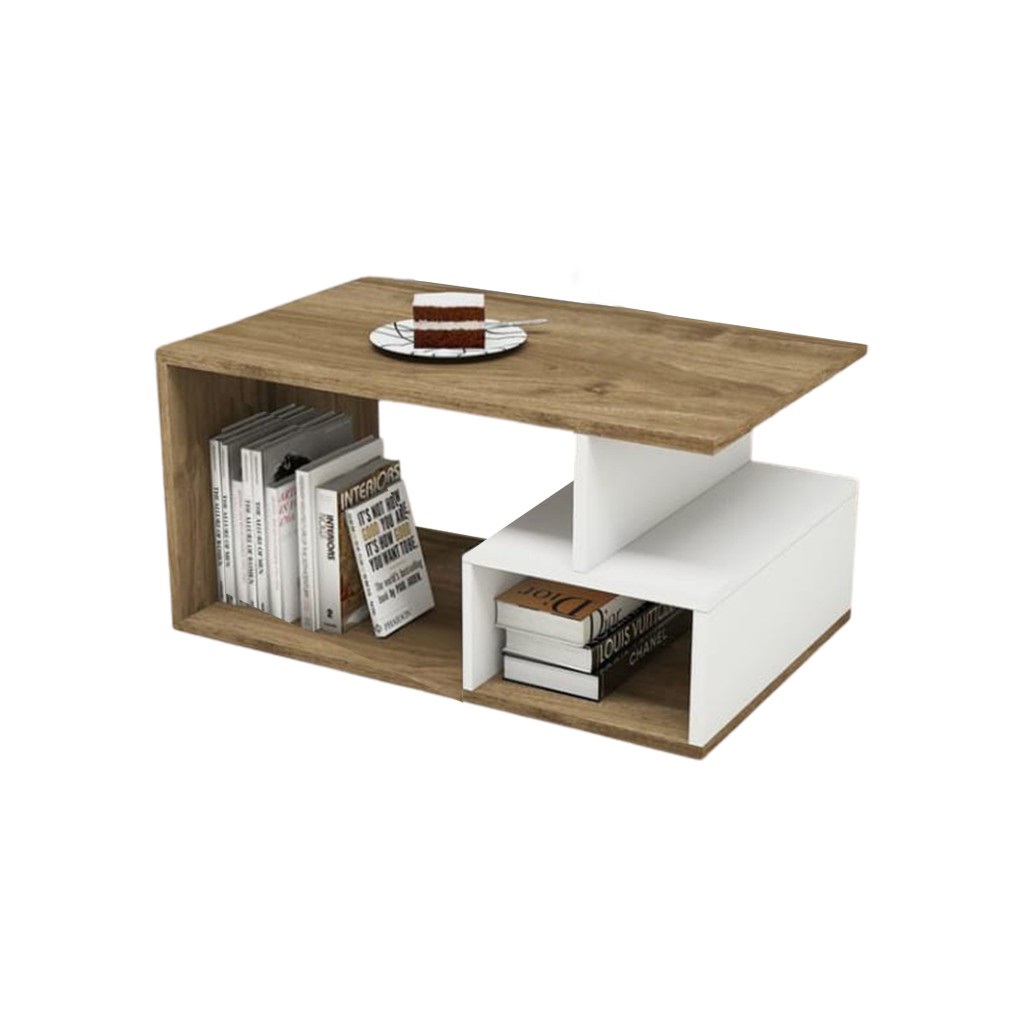 MDF Wood and PVC Coffee Table White - 100x50x50 cm