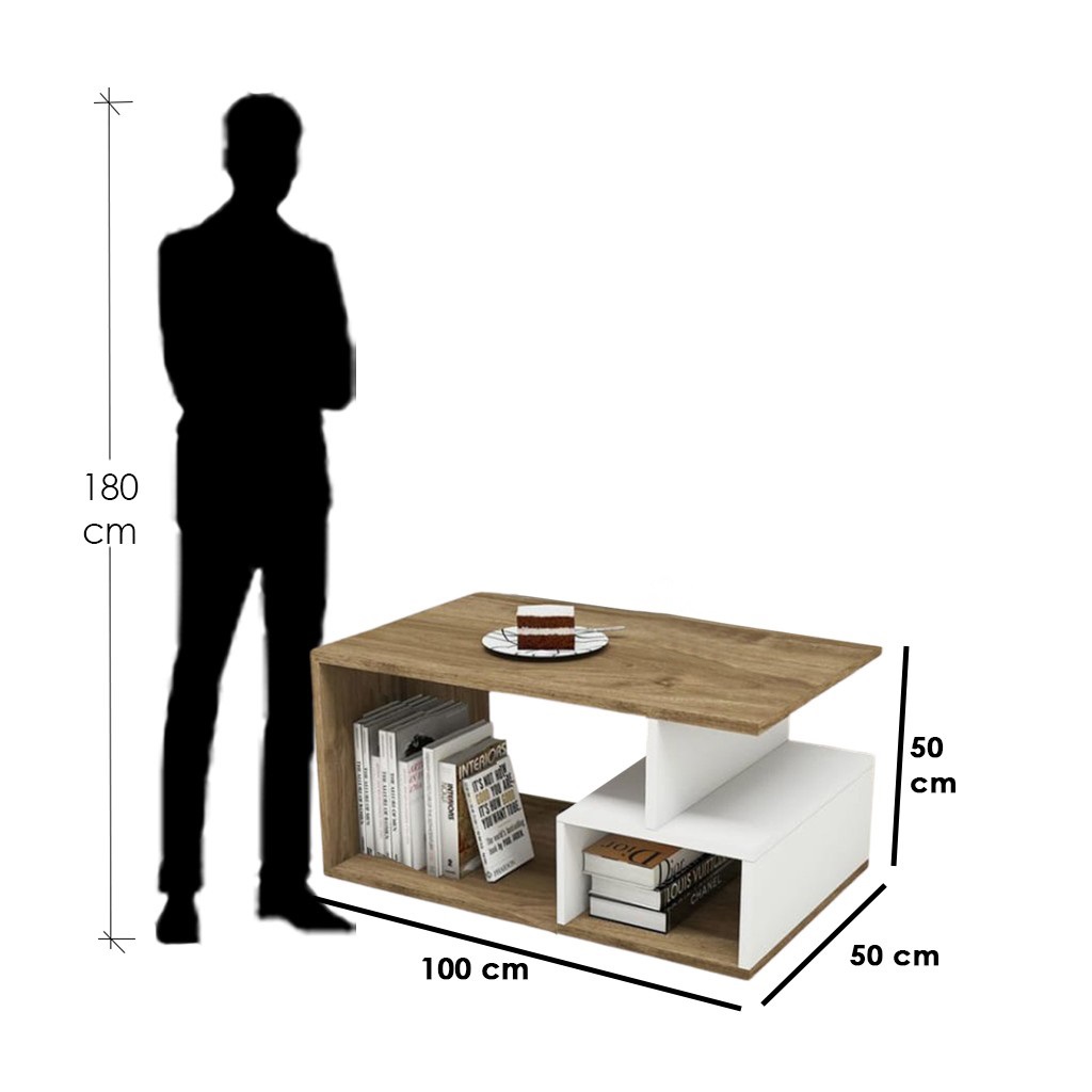 MDF Wood and PVC Coffee Table White - 100x50x50 cm