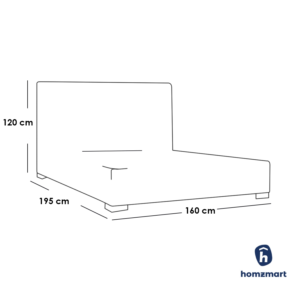 MDF Wood and Velvet King Bed 120×160×195 cm - Beige