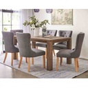 Red Beech Wood and European Union wood with Linen Fabric Dining Room Set 7 pieces Brown and Black